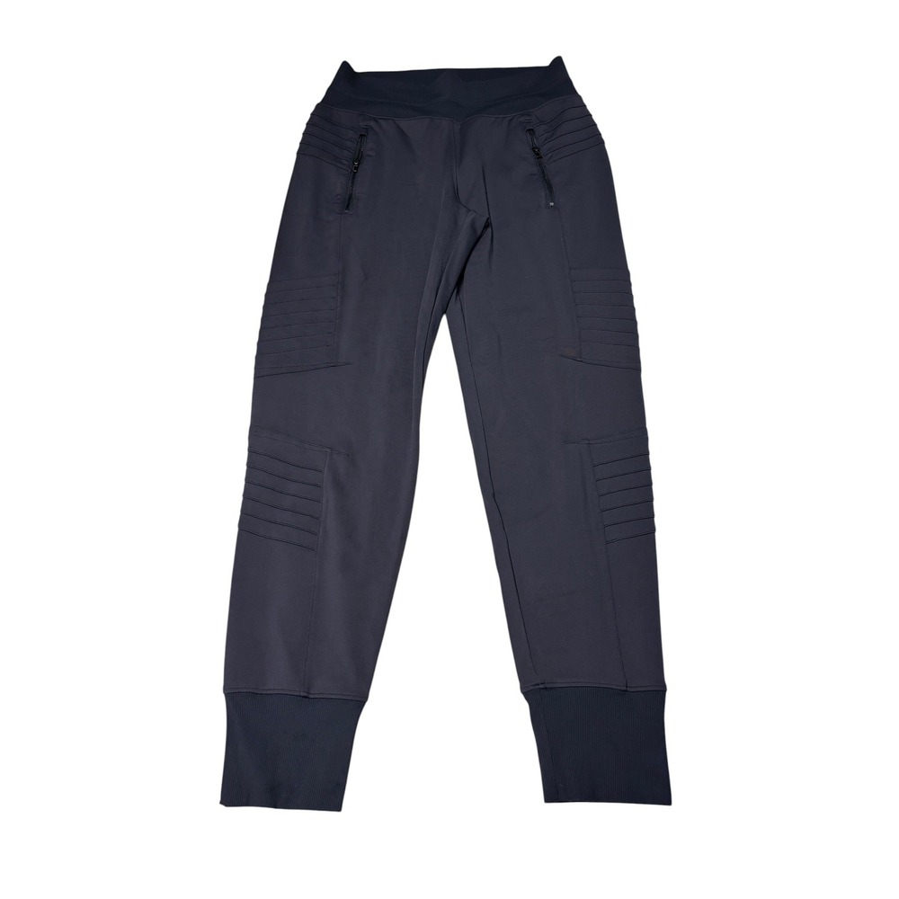 Athleta Venice Moto Jogger Pants Navy Blue Women S W28 L28 High Rise Ribbed Cuff